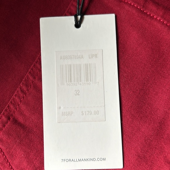 Final sale- 7 for all mankind jeans-nwt  maroon size 32 - Picture 3 of 6